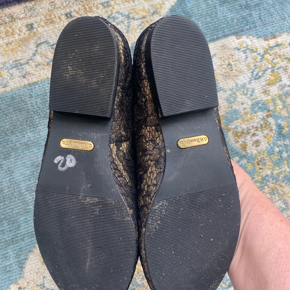 G.H. BASS & CO. size 8M black/gold flat-heel loafers textile uppers bal. synth. - Picture 5 of 5
